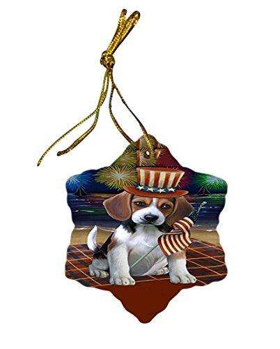 4th of July Independence Day Firework Beagle Dog Star Porcelain Ornament SPOR48714