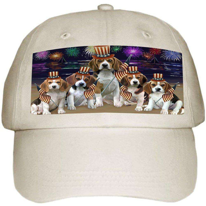 4th of July Independence Day Firework Beagles Dog Ball Hat Cap HAT49896