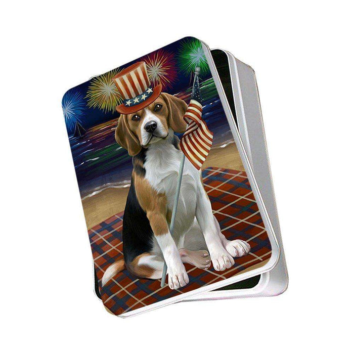 4th of July Independence Day Firework Beagles Dog Photo Storage Tin PITN48720