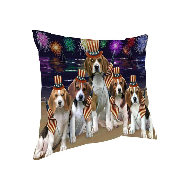 4th of July Independence Day Firework Beagles Dog Pillow PIL50740