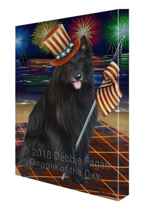 4th of July Independence Day Firework Belgian Shepherd Dog Canvas Wall Art CVS62116