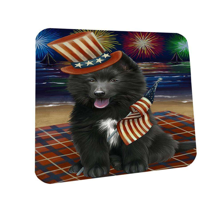 4th of July Independence Day Firework Belgian Shepherd Dog Coasters Set of 4 CST49659