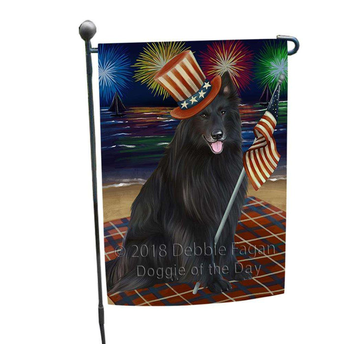 4th of July Independence Day Firework Belgian Shepherd Dog Garden Flag GFLG49426