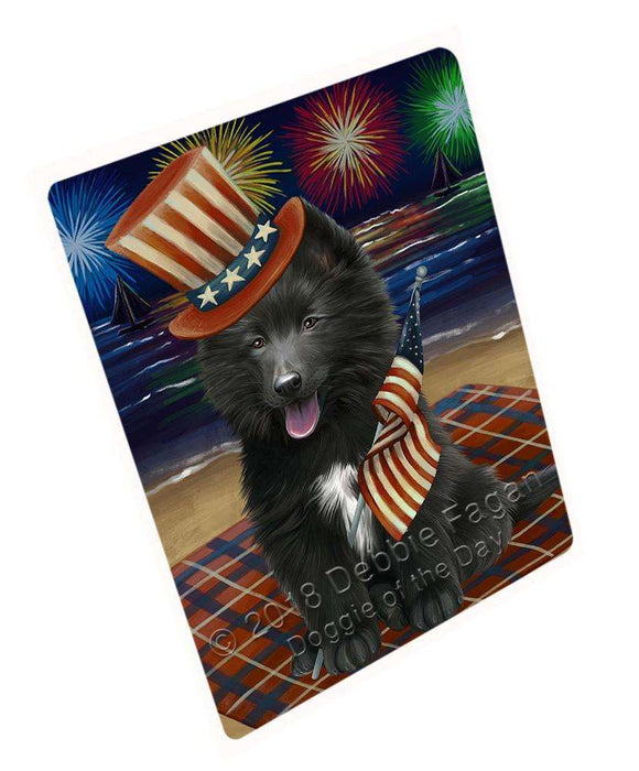 4th of July Independence Day Firework Belgian Shepherd Dog Large Refrigerator / Dishwasher Magnet RMAG57330