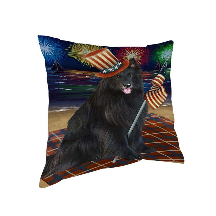 4th of July Independence Day Firework Belgian Shepherd Dog Pillow PIL54244