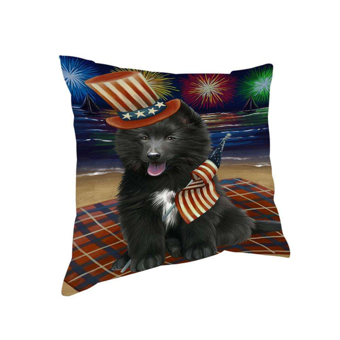 4th of July Independence Day Firework Belgian Shepherd Dog Pillow PIL54252