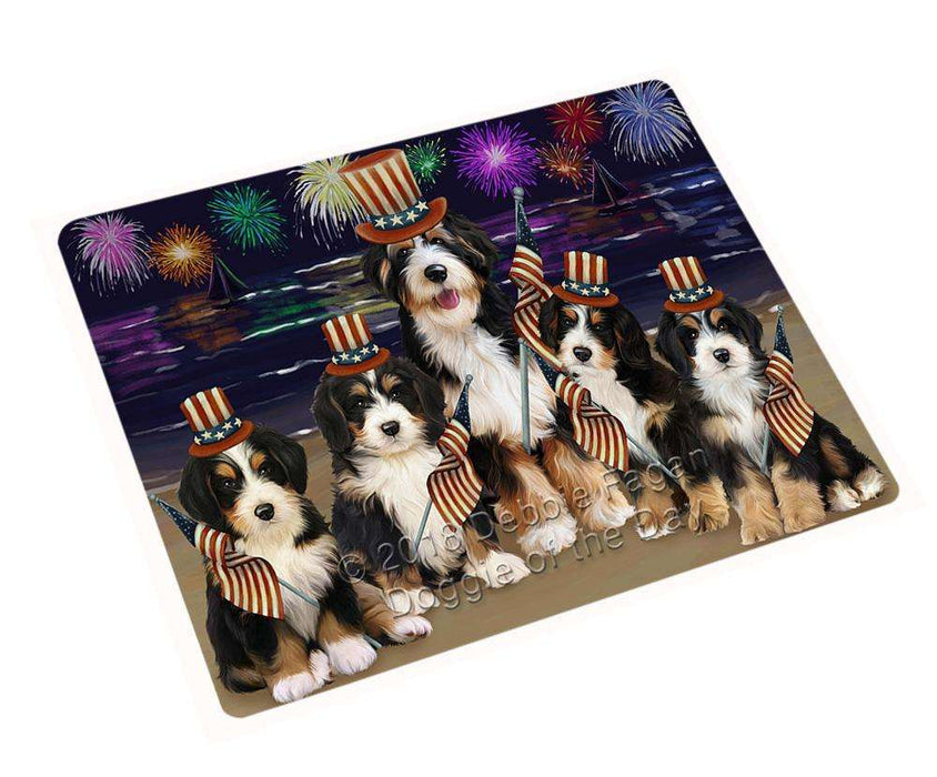 4th of July Independence Day Firework Belgian Shepherd Dog Tempered Cutting Board C52665