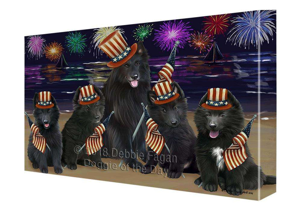 4th of July Independence Day Firework Belgian Shepherds Dog Canvas Wall Art CVS62125