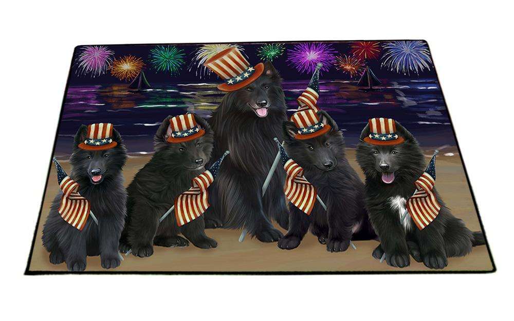 4th of July Independence Day Firework Belgian Shepherds Dog Floormat FLMS49983
