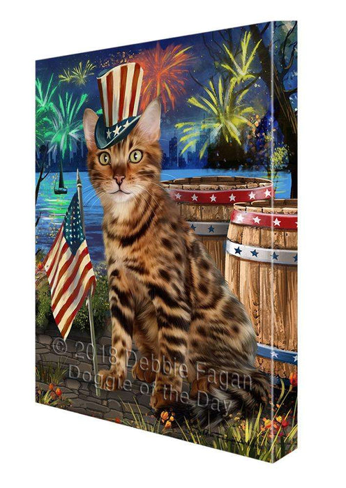 4th of July Independence Day Firework Bengal Cat Canvas Print Wall Art Décor CVS104138
