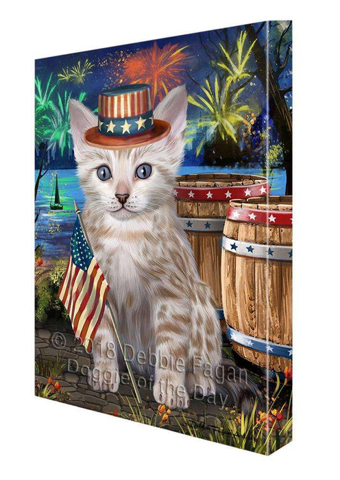 4th of July Independence Day Firework Bengal Cat Canvas Print Wall Art Décor CVS104156
