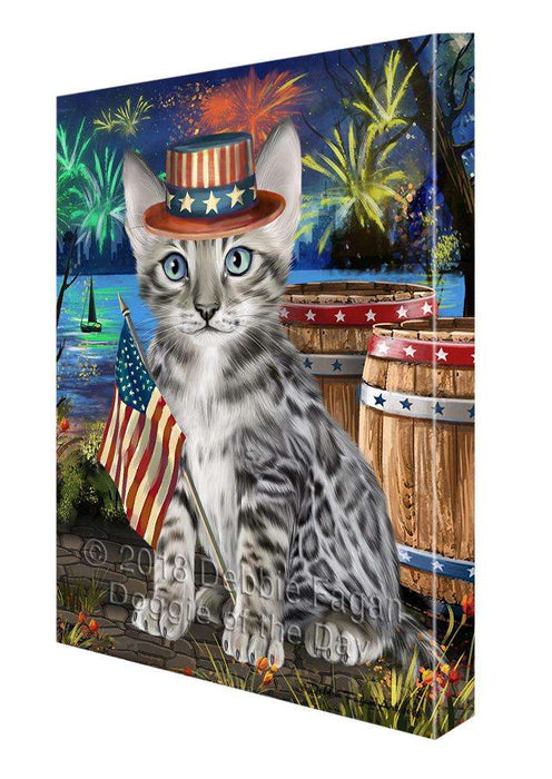 4th of July Independence Day Firework Bengal Cat Canvas Print Wall Art Décor CVS104174
