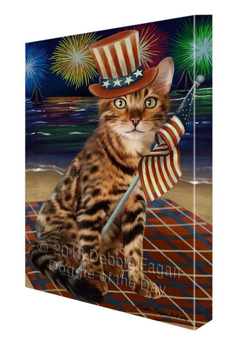 4th of July Independence Day Firework Bengal Cat Canvas Print Wall Art Décor CVS85364