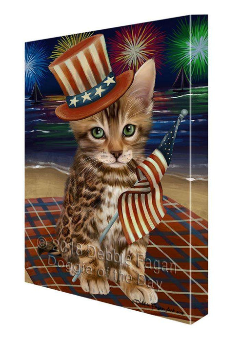 4th of July Independence Day Firework Bengal Cat Canvas Print Wall Art Décor CVS85382