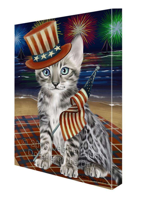4th of July Independence Day Firework Bengal Cat Canvas Print Wall Art Décor CVS85391