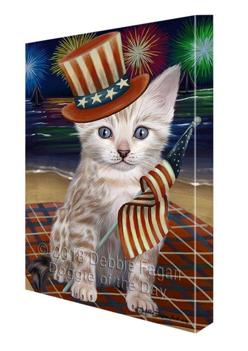 4th of July Independence Day Firework Bengal Cat Canvas Print Wall Art Décor CVS85400