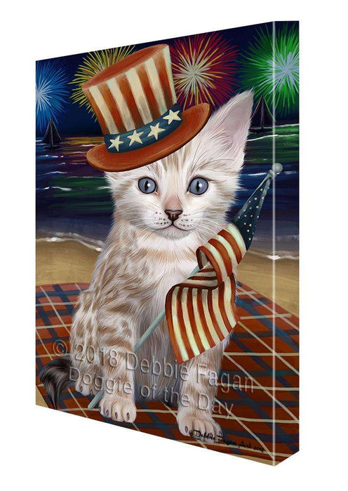 4th of July Independence Day Firework Bengal Cat Canvas Print Wall Art Décor CVS88442