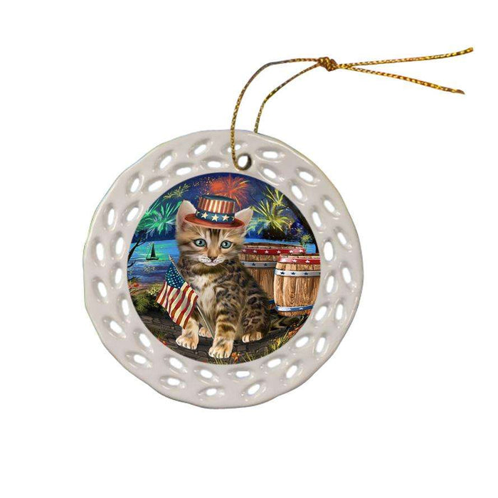 4th of July Independence Day Firework Bengal Cat Ceramic Doily Ornament DPOR54033