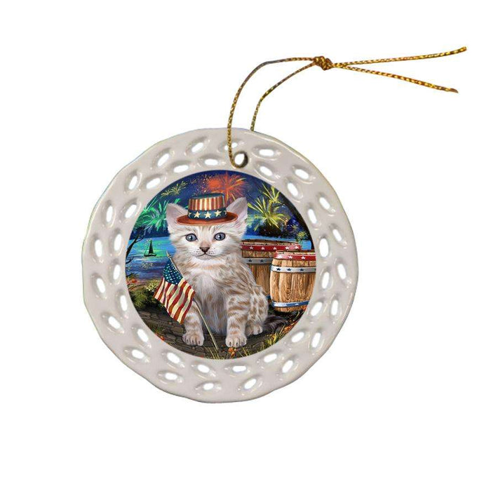 4th of July Independence Day Firework Bengal Cat Ceramic Doily Ornament DPOR54034