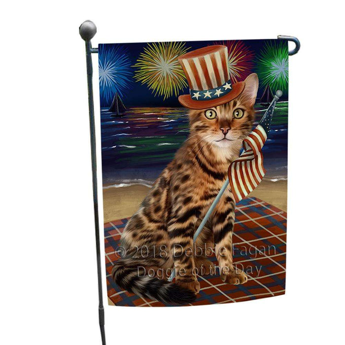 4th of July Independence Day Firework Bengal Cat Garden Flag GFLG52008