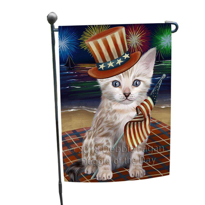 4th of July Independence Day Firework Bengal Cat Garden Flag GFLG52012