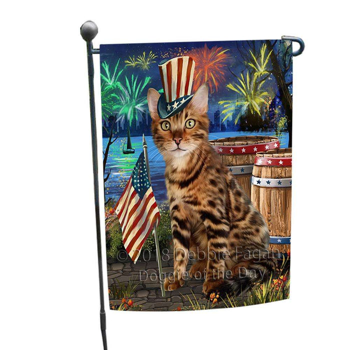 4th of July Independence Day Firework Bengal Cat Garden Flag GFLG54094