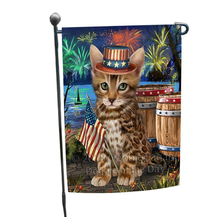 4th of July Independence Day Firework Bengal Cat Garden Flag GFLG54097