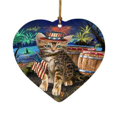 4th of July Independence Day Firework Bengal Cat Heart Christmas Ornament HPOR54033