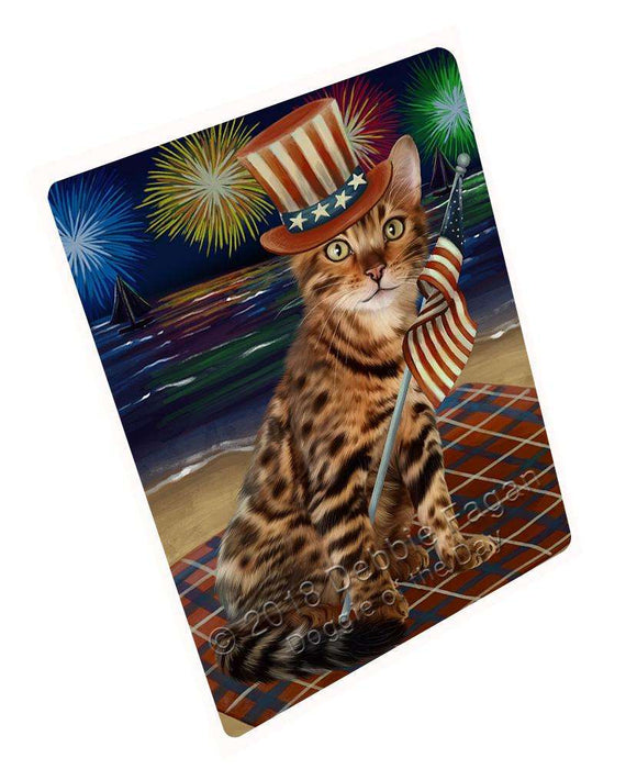 4th of July Independence Day Firework Bengal Cat Large Refrigerator / Dishwasher Magnet RMAG74592