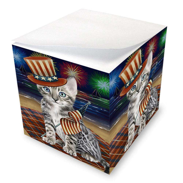 4th of July Independence Day Firework Bengal Cat Note Cube NOC52014