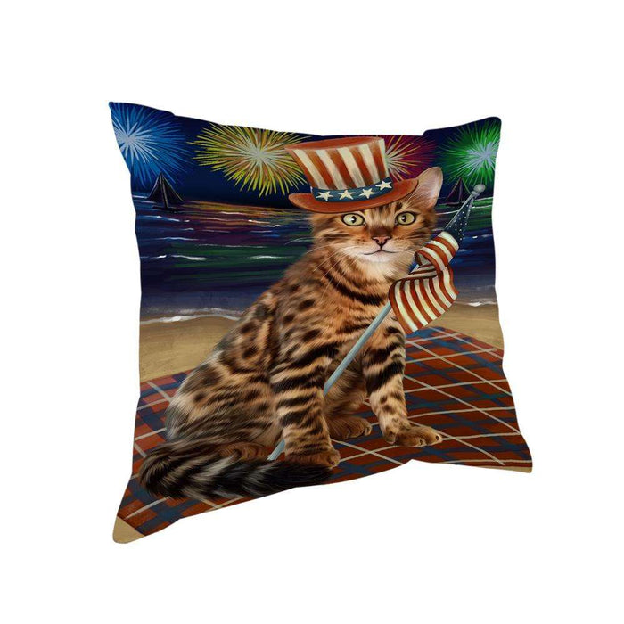 4th of July Independence Day Firework Bengal Cat Pillow PIL64408