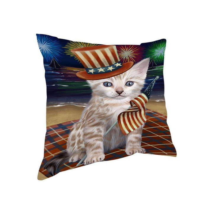 4th of July Independence Day Firework Bengal Cat Pillow PIL64424