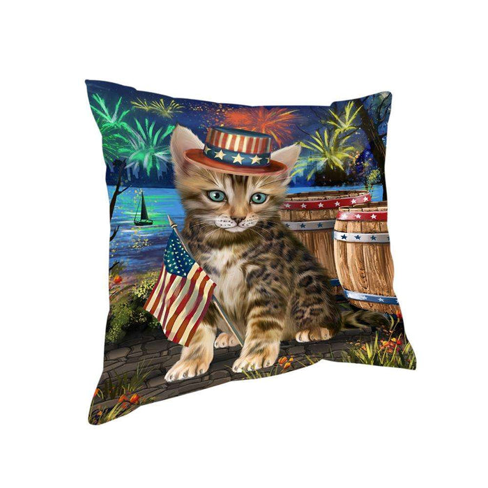 4th of July Independence Day Firework Bengal Cat Pillow PIL72756