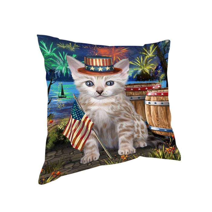 4th of July Independence Day Firework Bengal Cat Pillow PIL72760