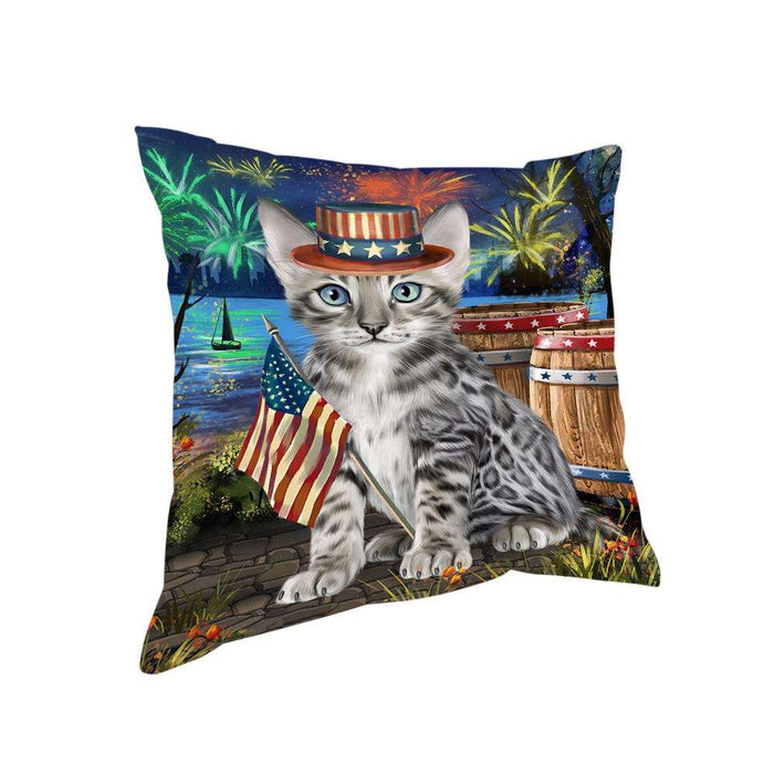 4th of July Independence Day Firework Bengal Cat Pillow PIL72768