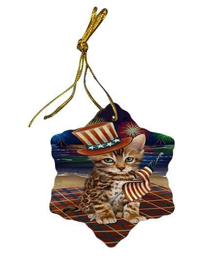 4th of July Independence Day Firework Bengal Cat Star Porcelain Ornament SPOR52394