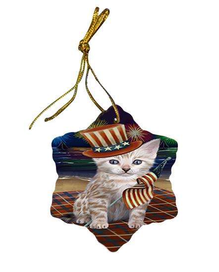 4th of July Independence Day Firework Bengal Cat Star Porcelain Ornament SPOR52396