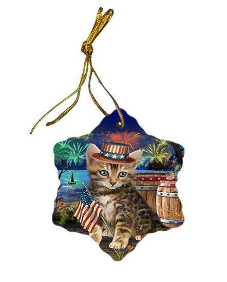 4th of July Independence Day Firework Bengal Cat Star Porcelain Ornament SPOR54024