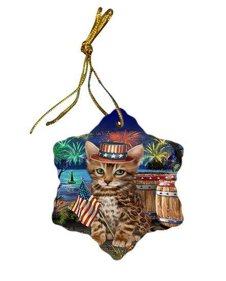 4th of July Independence Day Firework Bengal Cat Star Porcelain Ornament SPOR54026