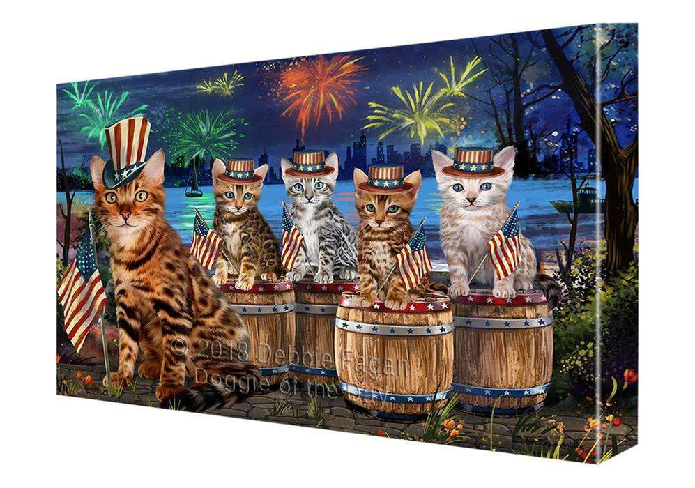 4th of July Independence Day Firework Bengal Cats Canvas Print Wall Art Décor CVS104813