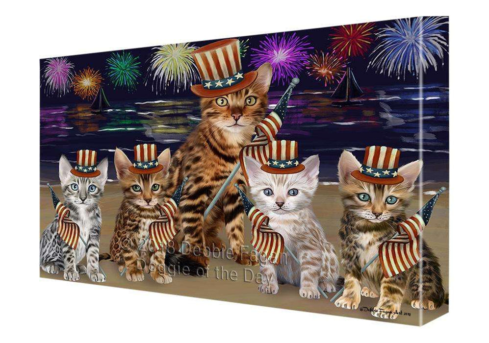 4th of July Independence Day Firework Bengal Cats Canvas Print Wall Art Décor CVS85373