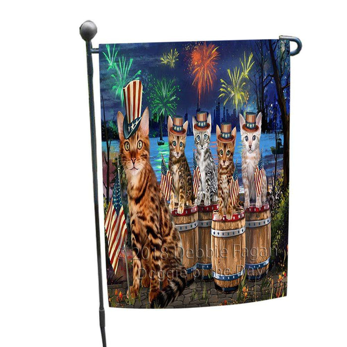 4th of July Independence Day Firework Bengal Cats Garden Flag GFLG54169