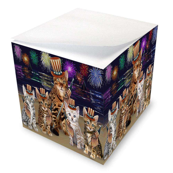 4th of July Independence Day Firework Bengal Cats Note Cube NOC52012