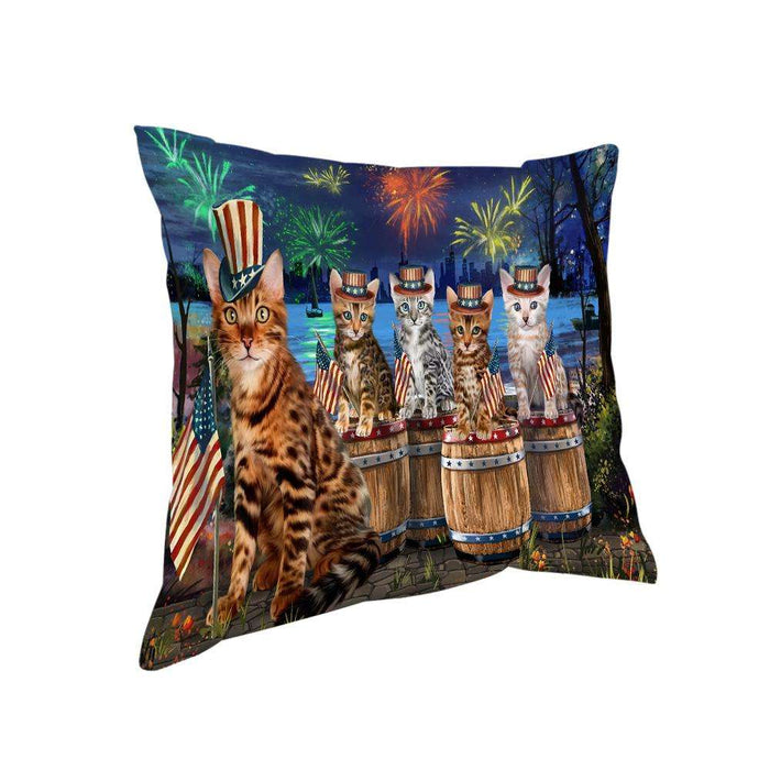 4th of July Independence Day Firework Bengal Cats Pillow PIL73052