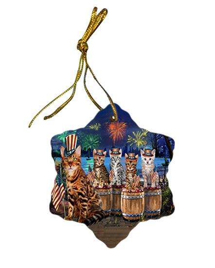 4th of July Independence Day Firework Bengal Cats Star Porcelain Ornament SPOR54098