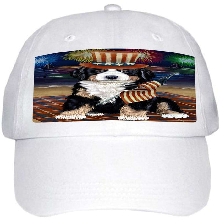 4th of July Independence Day Firework Bernese Mountain Dog Ball Hat Cap HAT52545