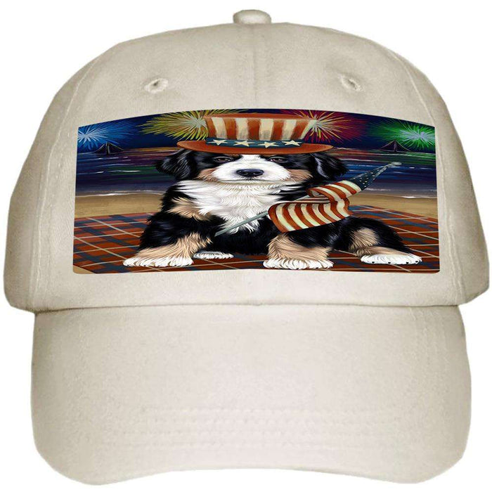 4th of July Independence Day Firework Bernese Mountain Dog Ball Hat Cap HAT52545