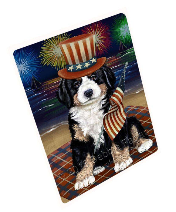 4th of July Independence Day Firework Bernese Mountain Dog Blanket BLNKT62040