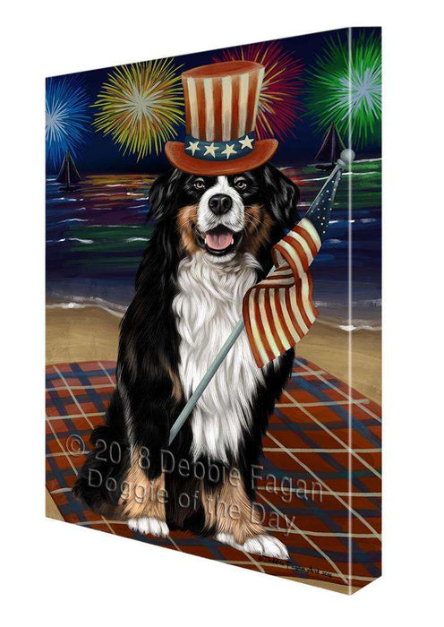 4th of July Independence Day Firework Bernese Mountain Dog Canvas Wall Art CVS62161