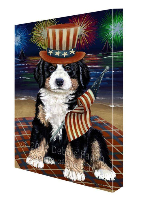 4th of July Independence Day Firework Bernese Mountain Dog Canvas Wall Art CVS62179